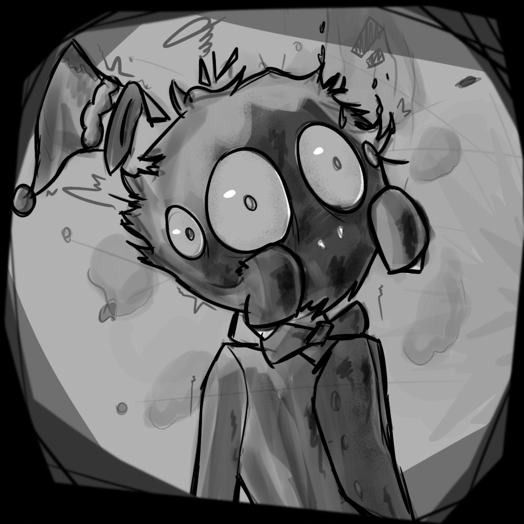 Dessin personnage choqué par une explosion cartoon